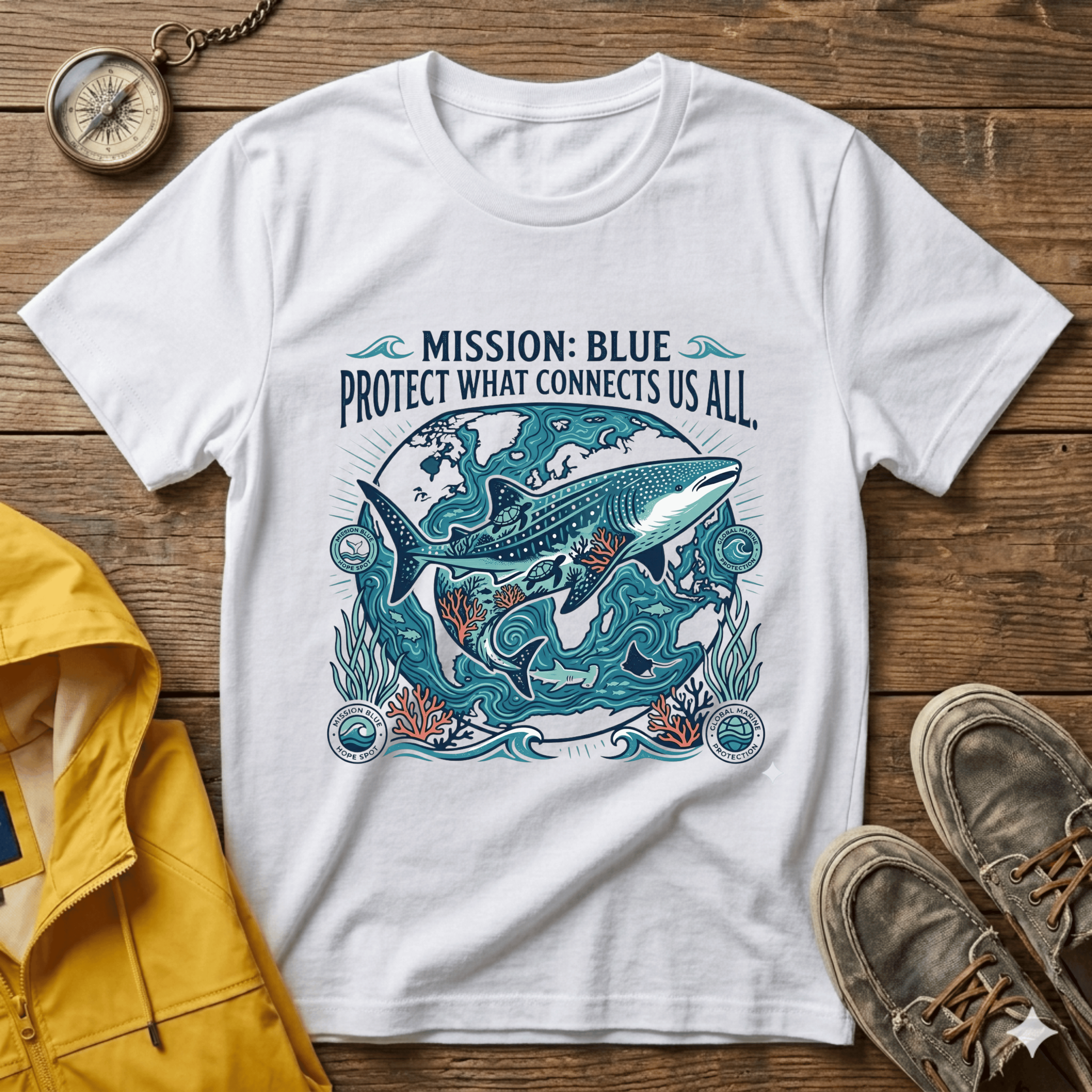 T-Shirt — Mission: Blue “Protect What Connects Us All” Ocean Conservation Tee
