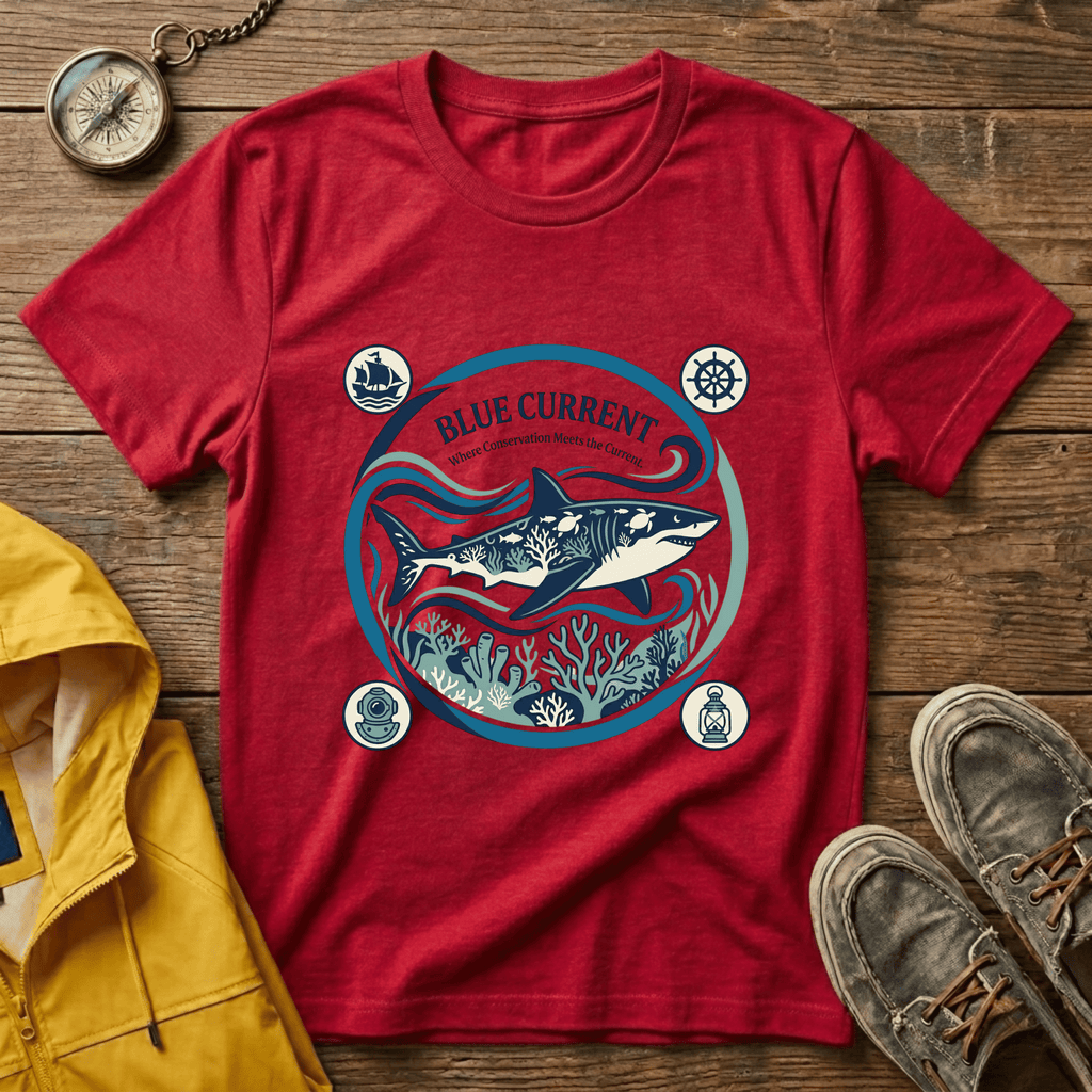 Shark Graphic T-Shirt — "Blue Current" Ocean Conservation Tee