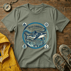 Shark Graphic T-Shirt — "Blue Current" Ocean Conservation Tee