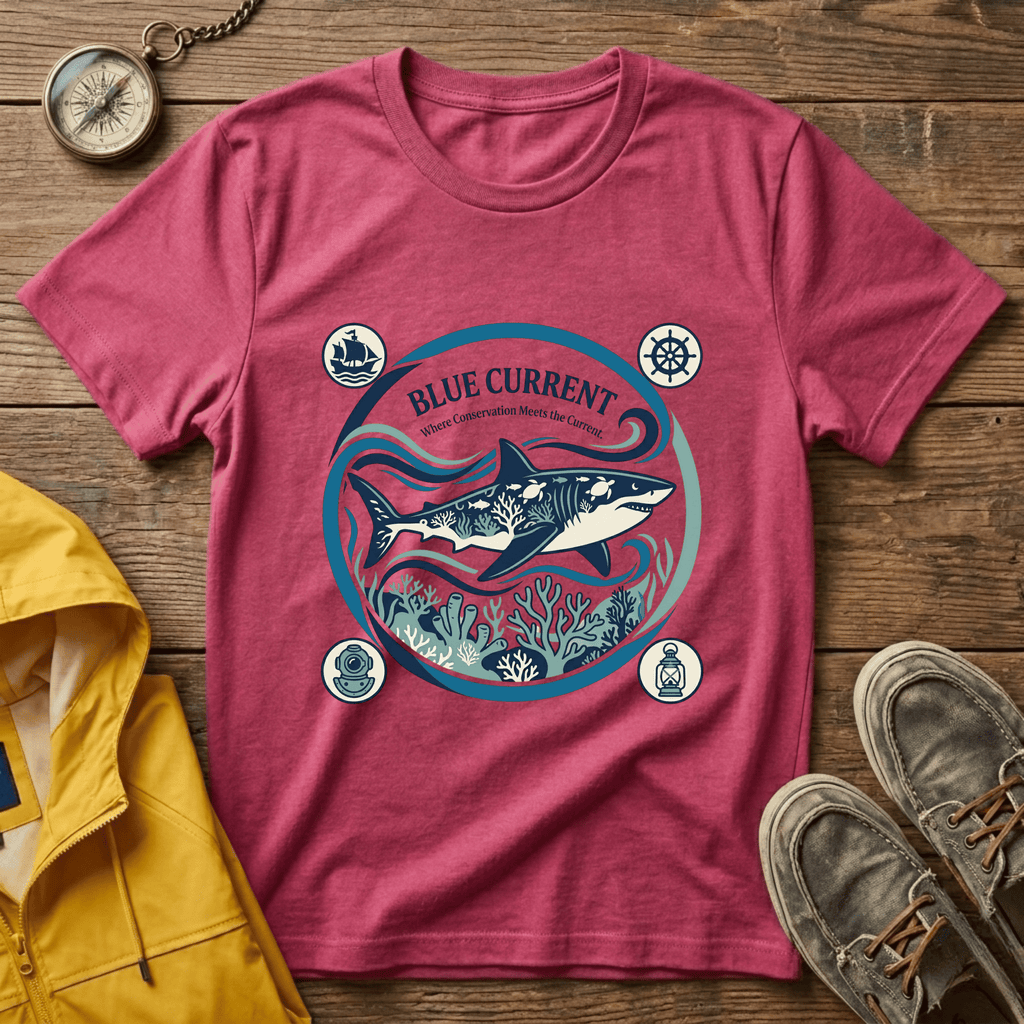 Shark Graphic T-Shirt — "Blue Current" Ocean Conservation Tee