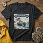 American Beach Runner T-Shirt — Vintage Jeep Flag Graphic