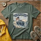 American Beach Runner T-Shirt — Vintage Jeep Flag Graphic