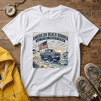 American Beach Runner T-Shirt — Vintage Jeep Flag Graphic