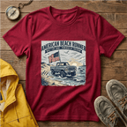 American Beach Runner T-Shirt — Vintage Jeep Flag Graphic