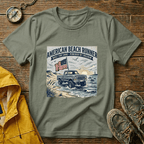 American Beach Runner T-Shirt — Vintage Jeep Flag Graphic