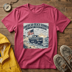 American Beach Runner T-Shirt — Vintage Jeep Flag Graphic