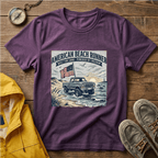 American Beach Runner T-Shirt — Vintage Jeep Flag Graphic