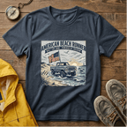 American Beach Runner T-Shirt — Vintage Jeep Flag Graphic