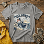 American Beach Runner T-Shirt — Vintage Jeep Flag Graphic