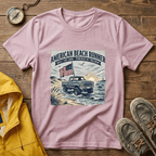 American Beach Runner T-Shirt — Vintage Jeep Flag Graphic