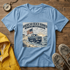 American Beach Runner T-Shirt — Vintage Jeep Flag Graphic
