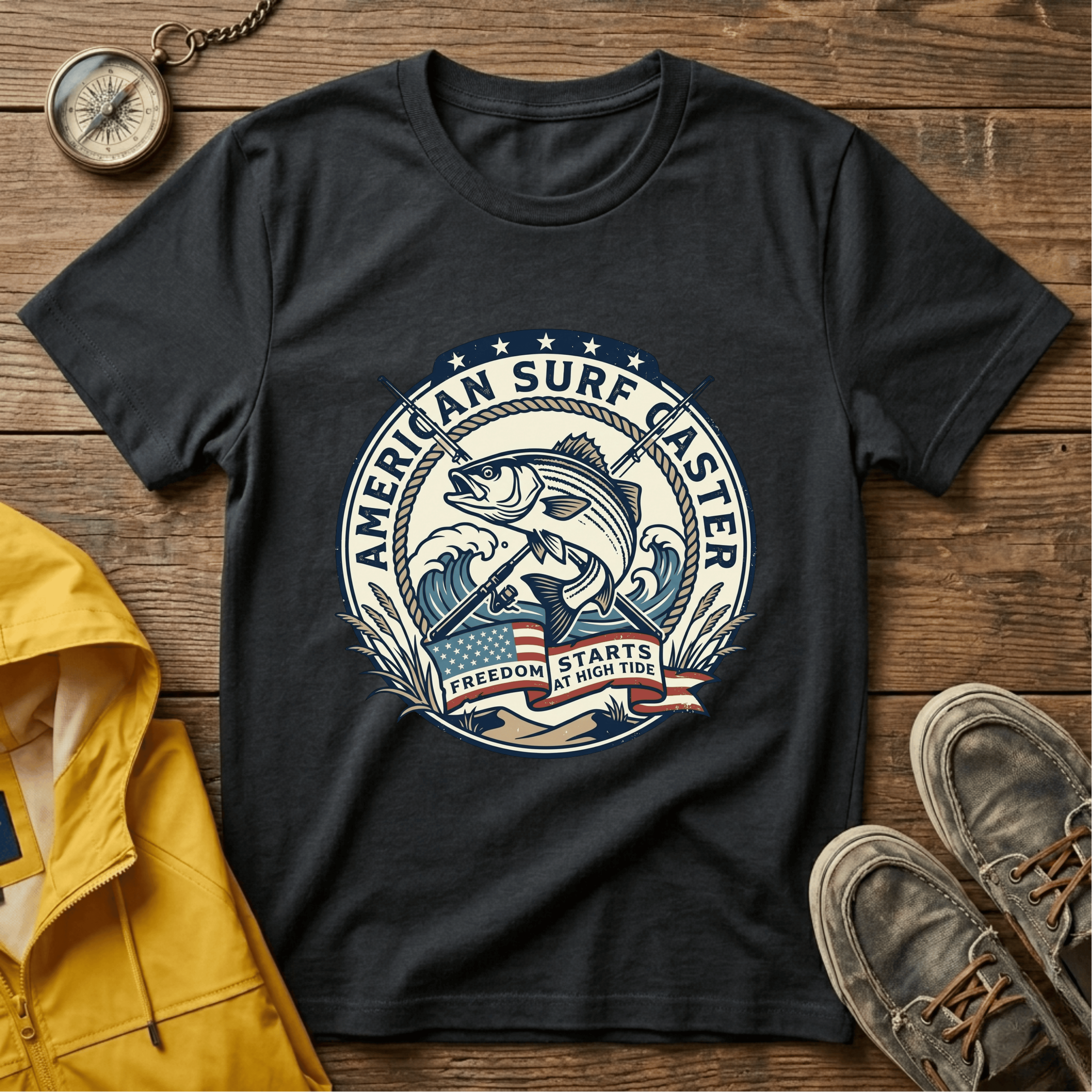 Surf Caster T‑Shirt — American Surf Fishing Graphic Tee