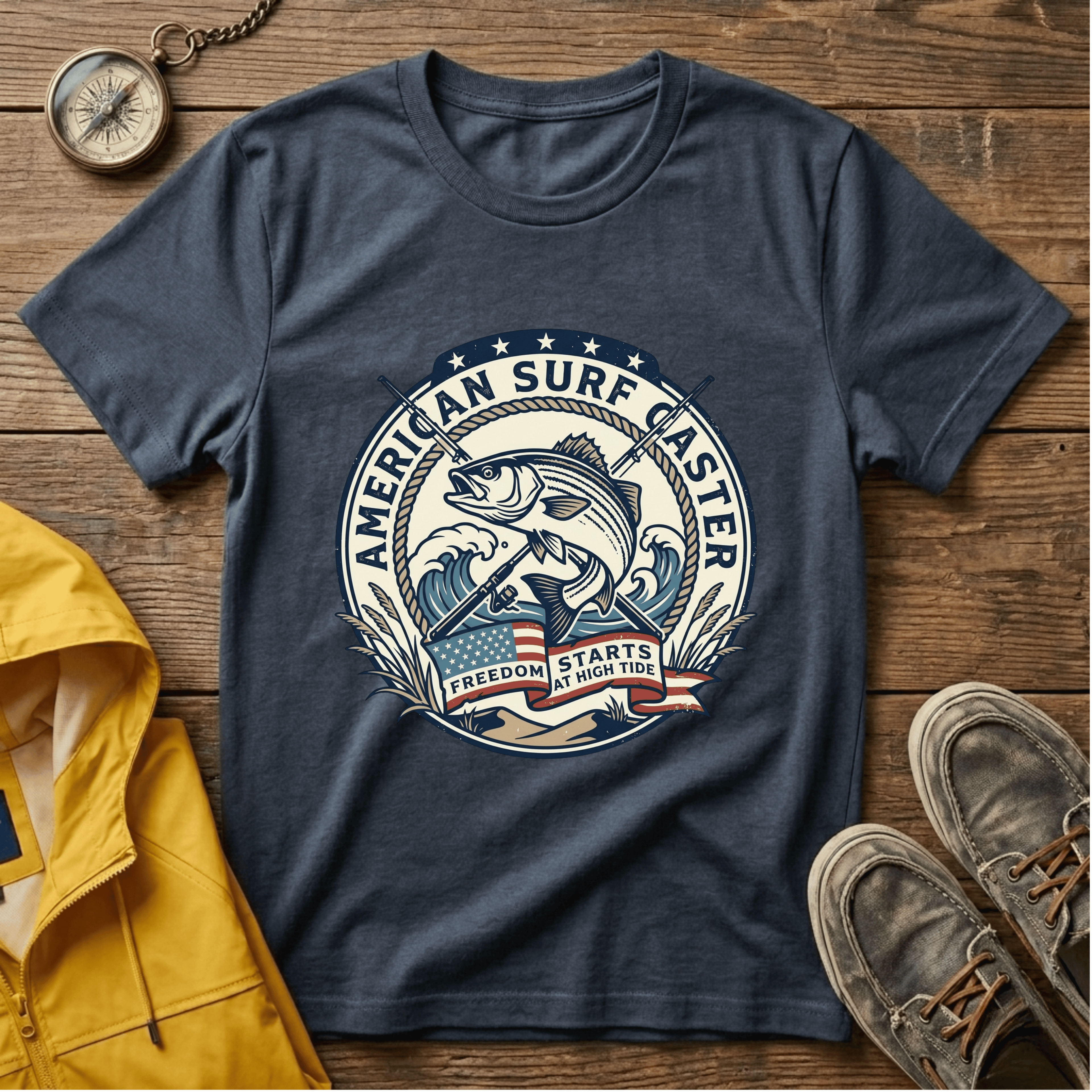 Surf Caster T‑Shirt — American Surf Fishing Graphic Tee
