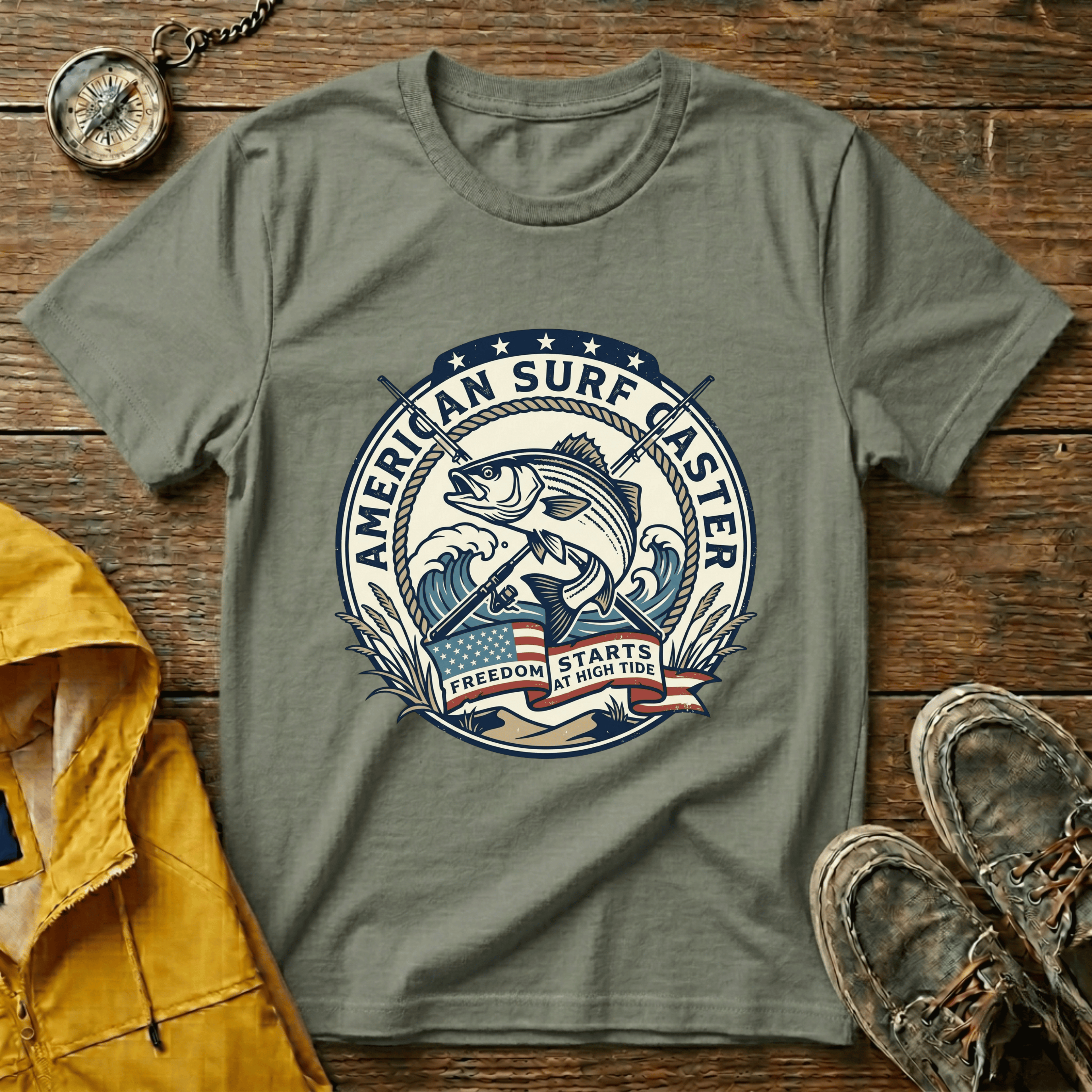 Surf Caster T‑Shirt — American Surf Fishing Graphic Tee