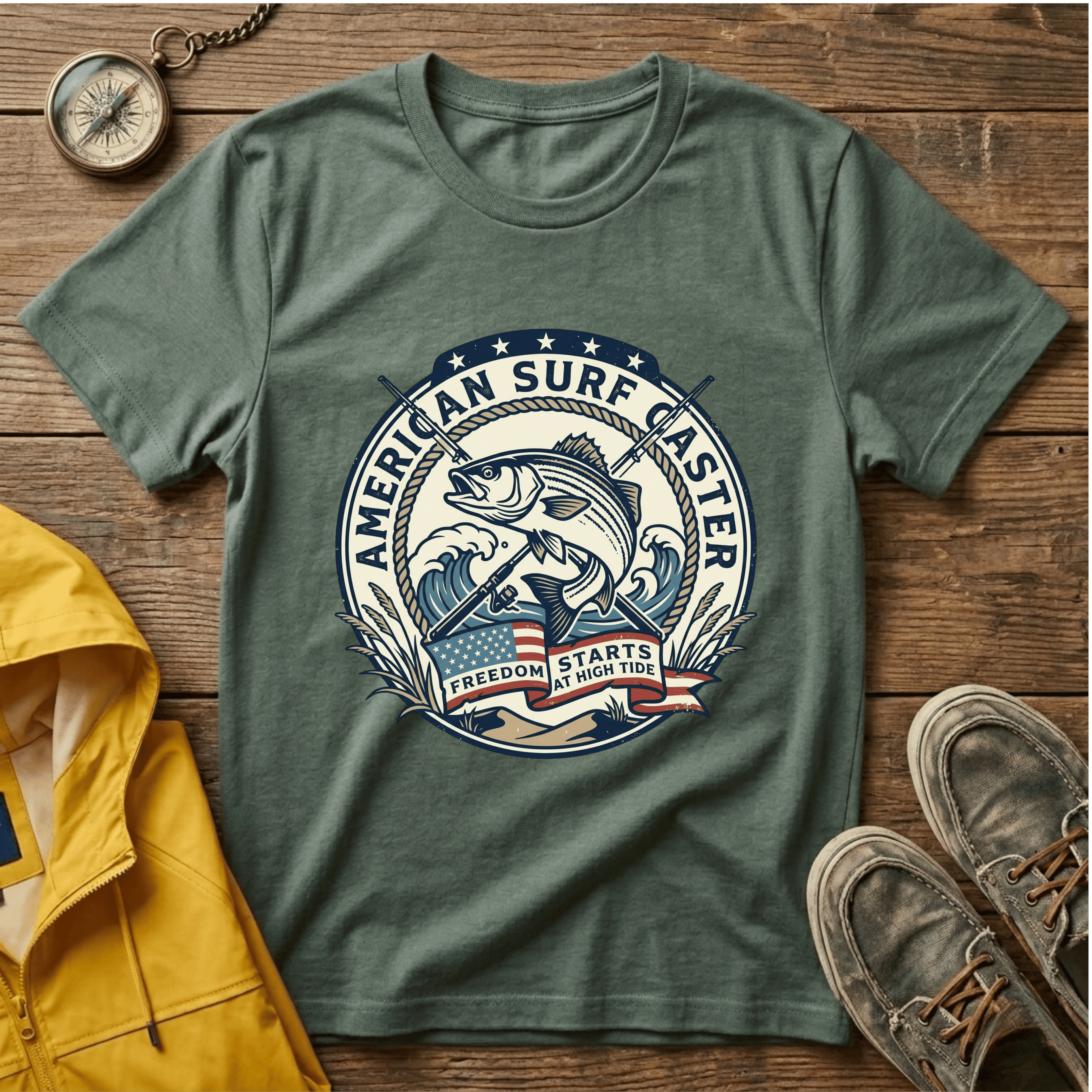 Surf Caster T‑Shirt — American Surf Fishing Graphic Tee