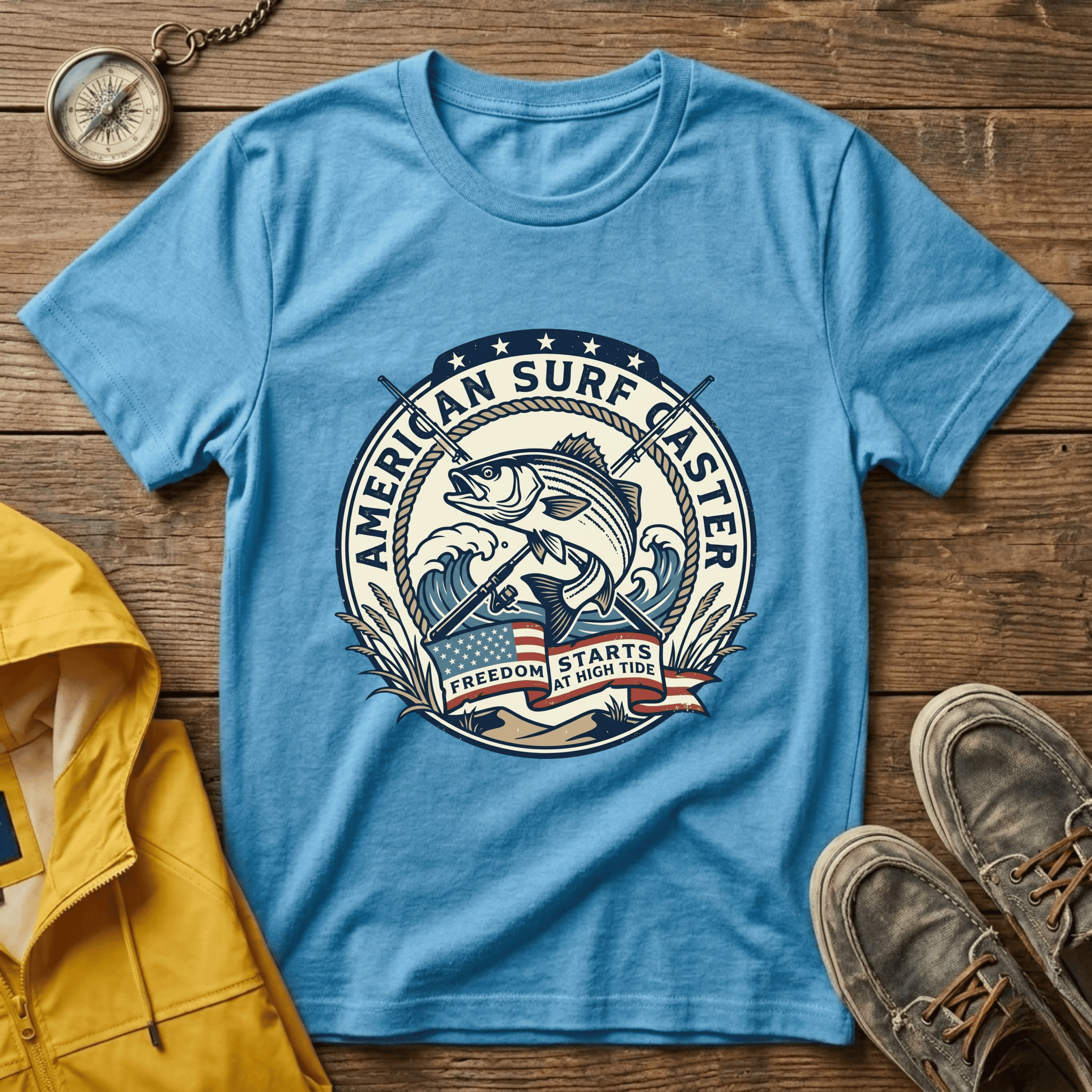 Surf Caster T‑Shirt — American Surf Fishing Graphic Tee