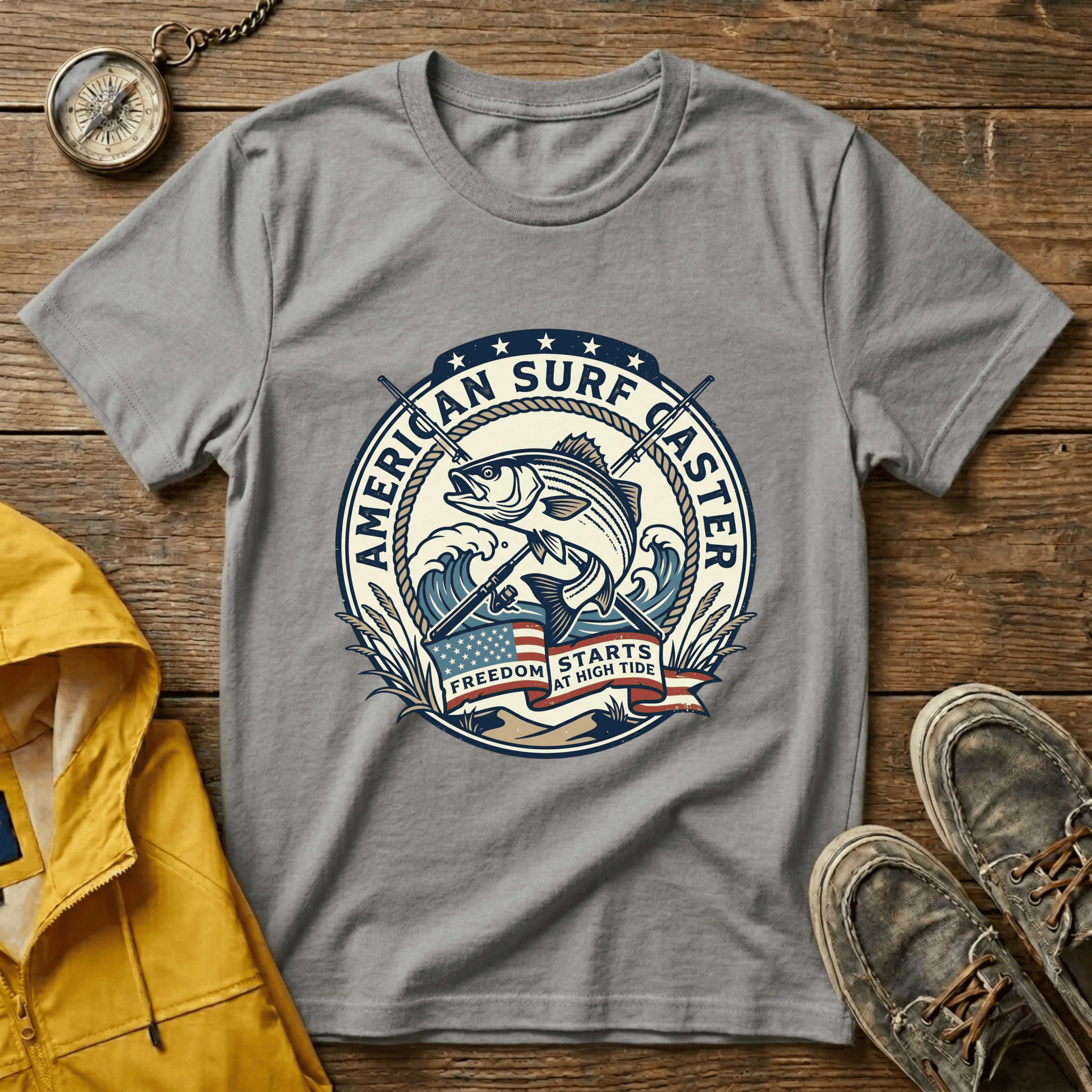 Surf Caster T‑Shirt — American Surf Fishing Graphic Tee