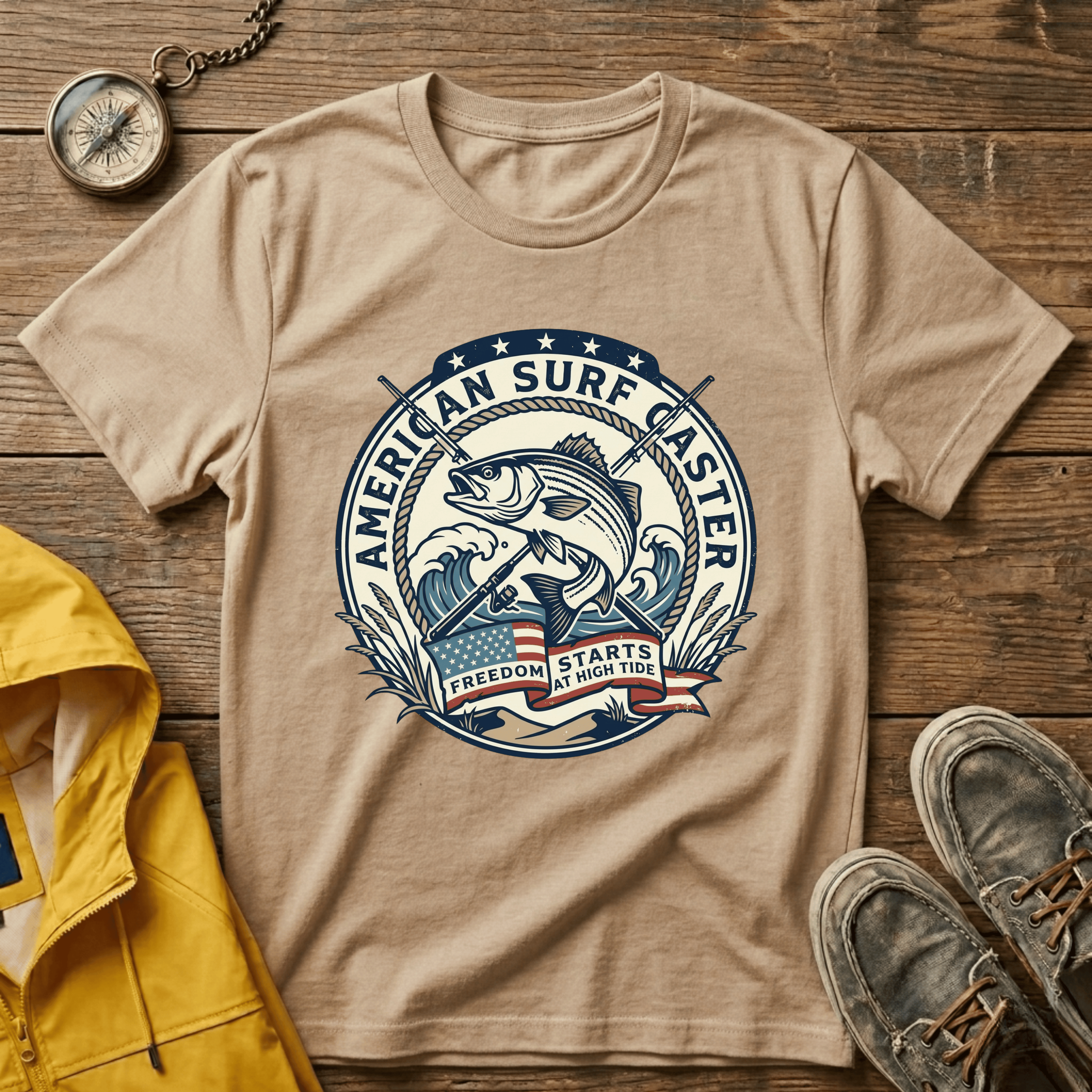 Surf Caster T‑Shirt — American Surf Fishing Graphic Tee