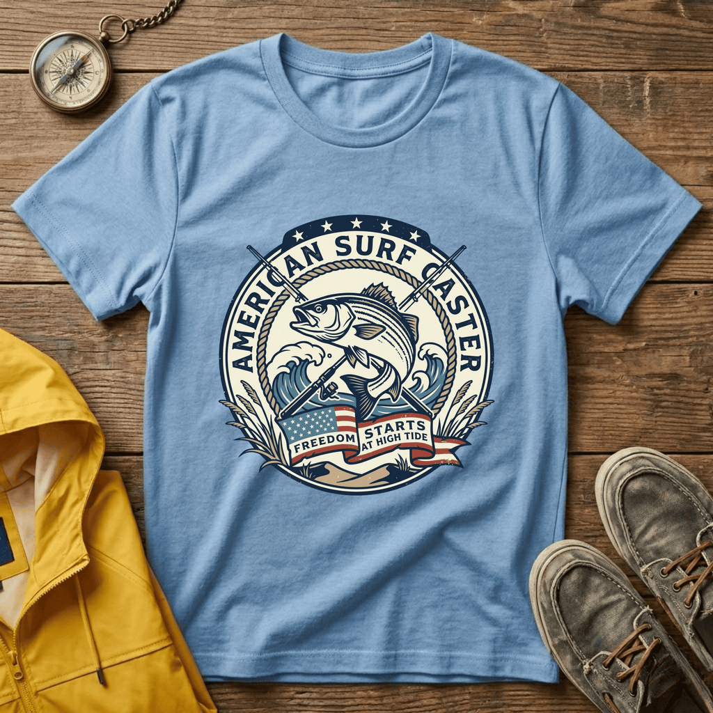 Surf Caster T‑Shirt — American Surf Fishing Graphic Tee