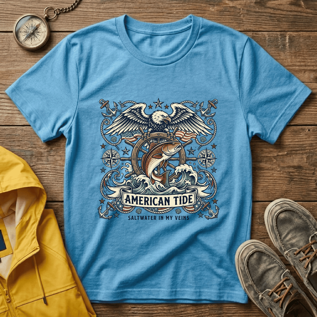 American Tide Eagle T‑Shirt — Vintage Nautical Patriotic Graphic