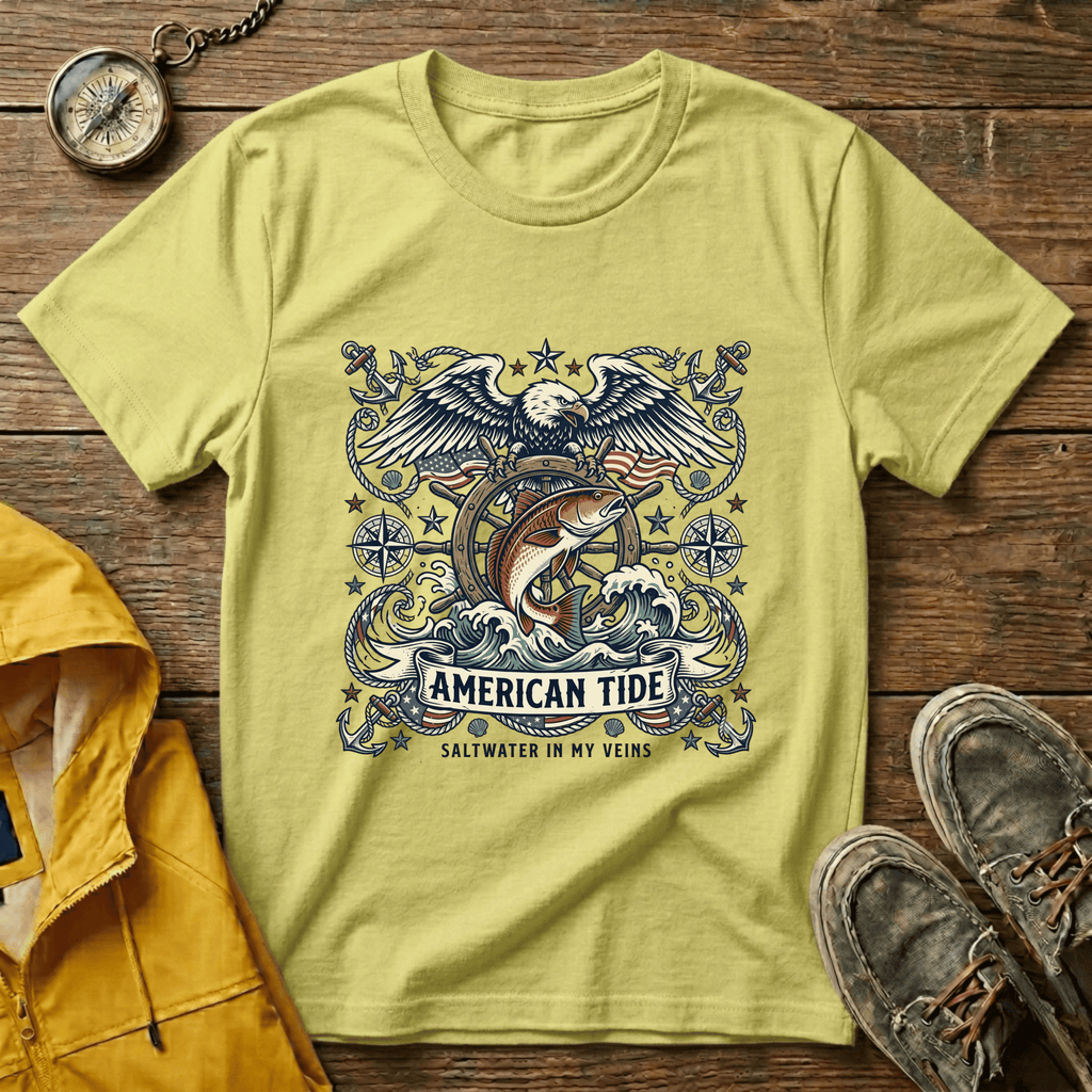 American Tide Eagle T‑Shirt — Vintage Nautical Patriotic Graphic