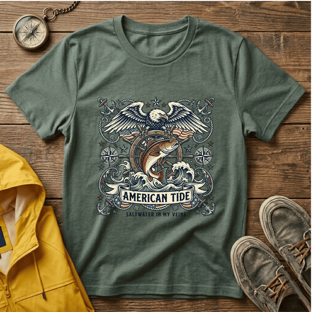 American Tide Eagle T‑Shirt — Vintage Nautical Patriotic Graphic