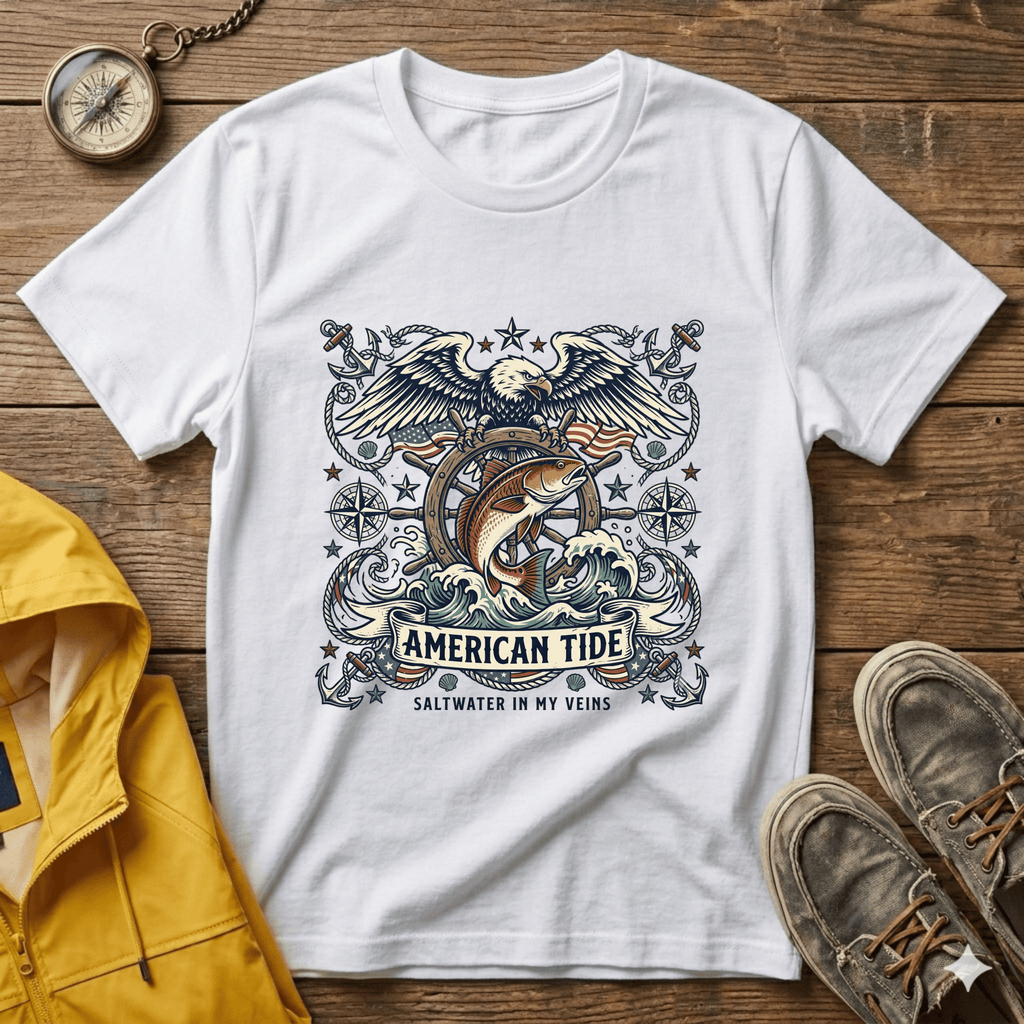 American Tide Eagle T‑Shirt — Vintage Nautical Patriotic Graphic