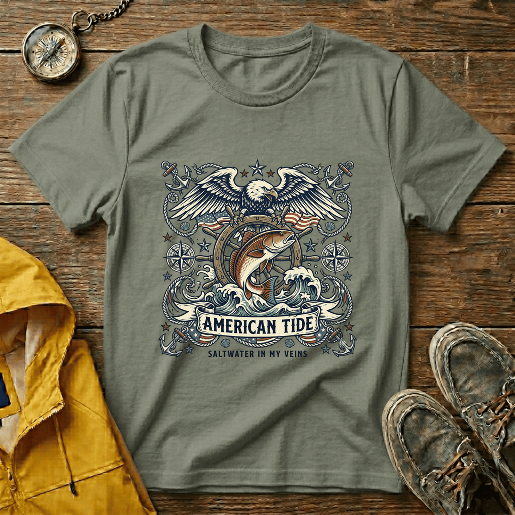 American Tide Eagle T‑Shirt — Vintage Nautical Patriotic Graphic