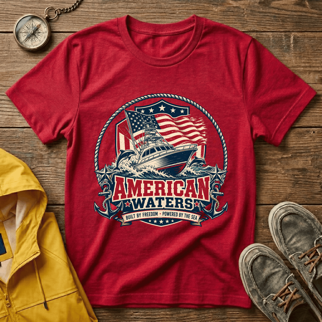 Boat T-Shirt — "American Waters" Patriotic Fishing & Boating Tee