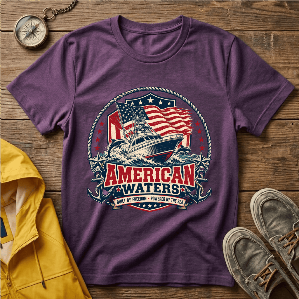 Boat T-Shirt — "American Waters" Patriotic Fishing & Boating Tee