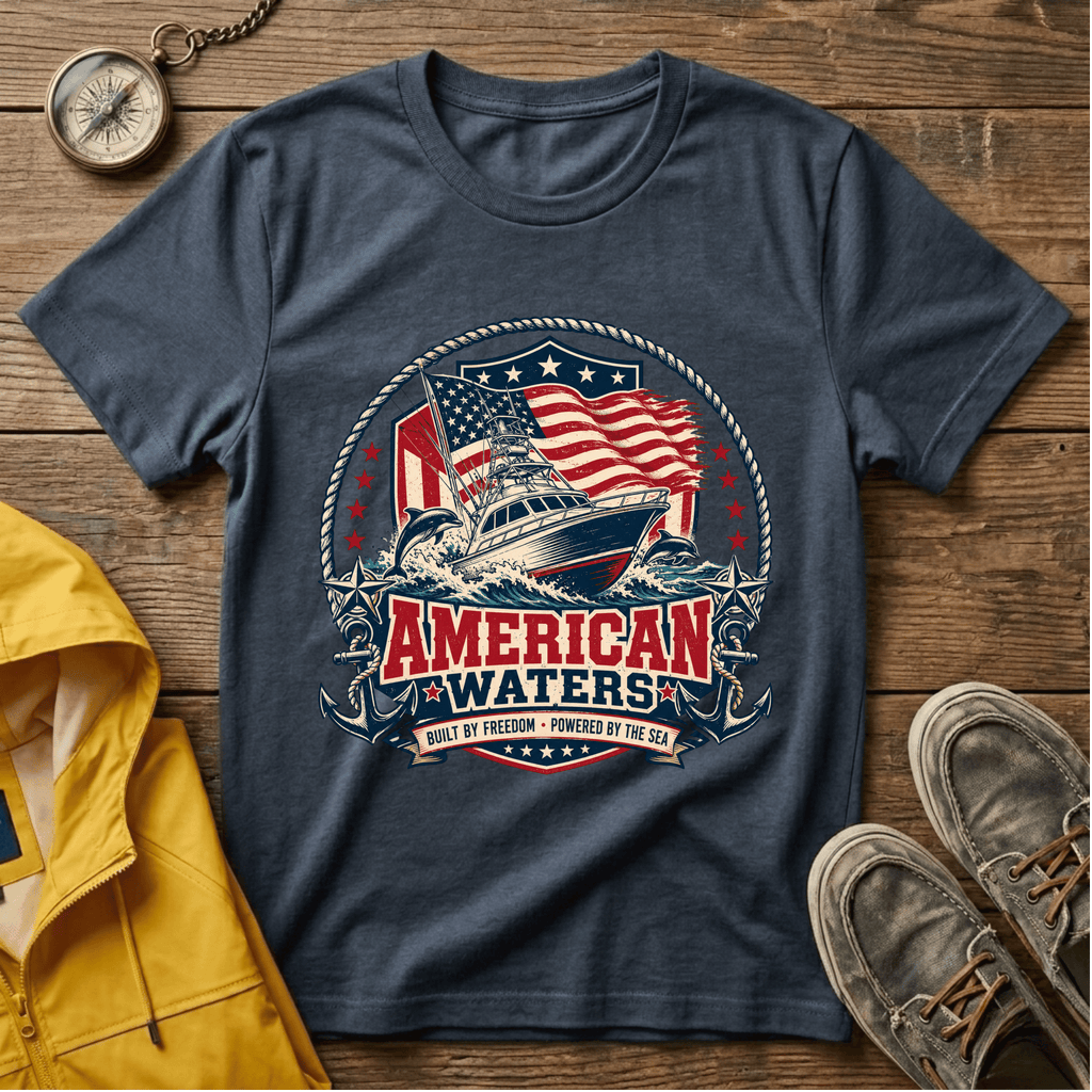 Boat T-Shirt — "American Waters" Patriotic Fishing & Boating Tee