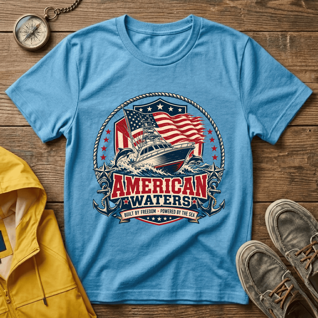 Boat T-Shirt — "American Waters" Patriotic Fishing & Boating Tee