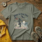 Born to Fish Free T-Shirt — Patriotic Saltwater Fishing Tee