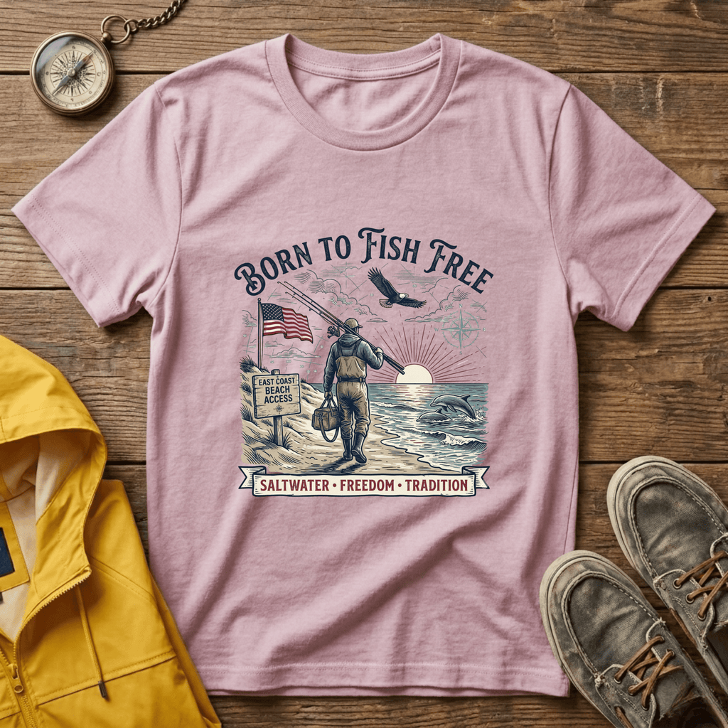 Born to Fish Free T-Shirt — Patriotic Saltwater Fishing Tee