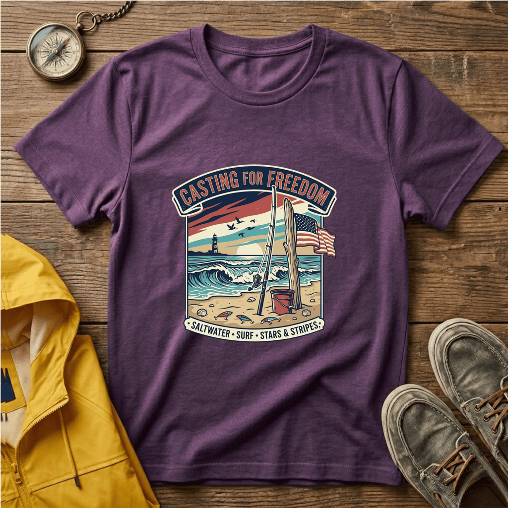 Casting for Freedom T-Shirt — Vintage Surf & Fishing Beach Tee
