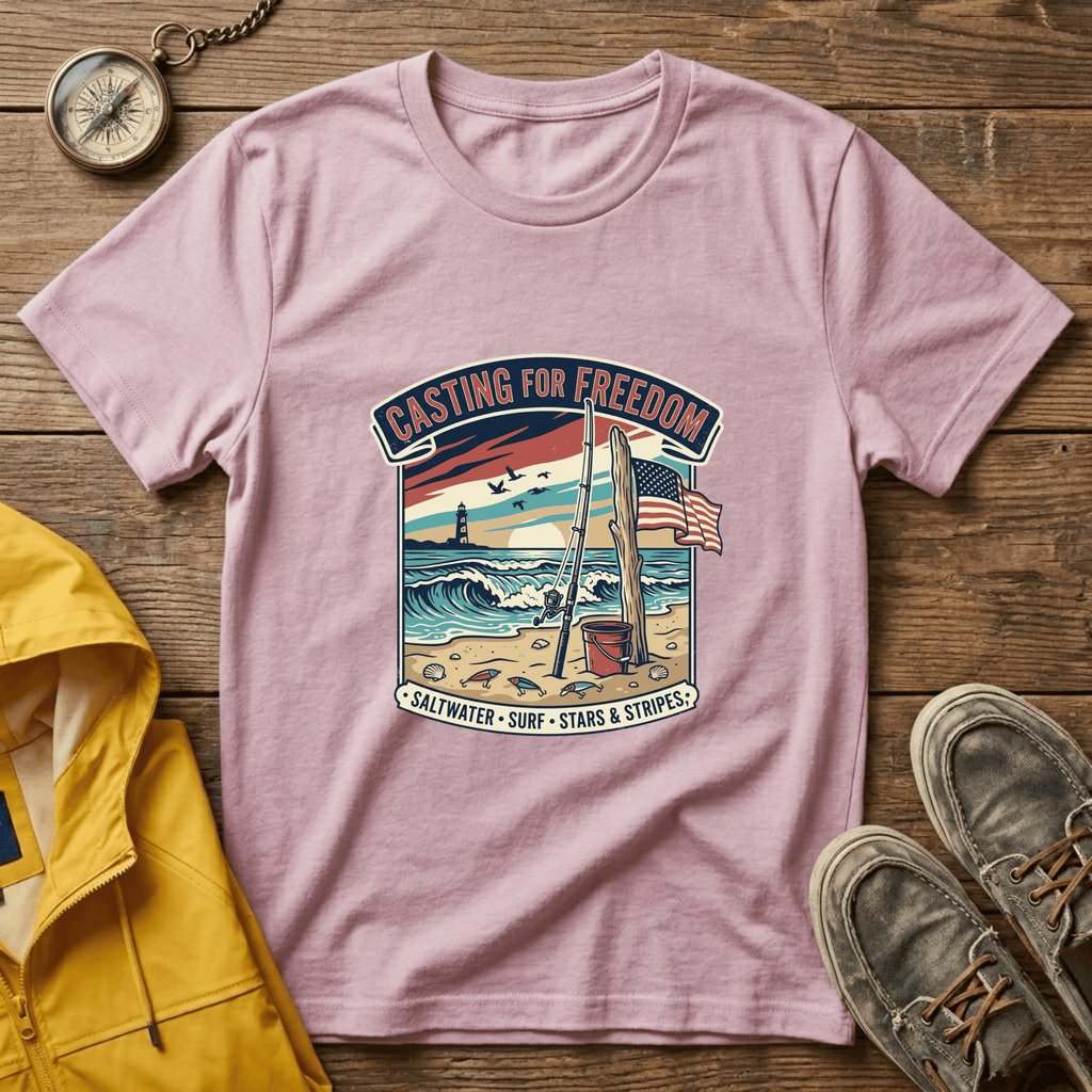 Casting for Freedom T-Shirt — Vintage Surf & Fishing Beach Tee