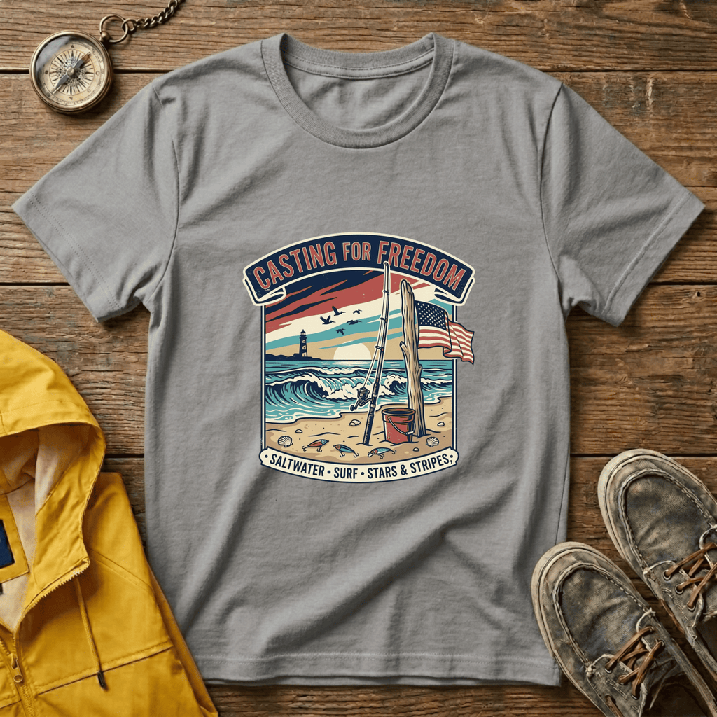 Casting for Freedom T-Shirt — Vintage Surf & Fishing Beach Tee