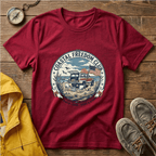 Coastal Freedom Club T-Shirt — Vintage Beach Boat & American Flag Tee