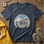 Coastal Freedom Club T-Shirt — Vintage Beach Boat & American Flag Tee