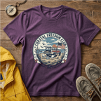Coastal Freedom Club T-Shirt — Vintage Beach Boat & American Flag Tee