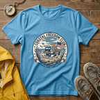 Coastal Freedom Club T-Shirt — Vintage Beach Boat & American Flag Tee