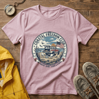 Coastal Freedom Club T-Shirt — Vintage Beach Boat & American Flag Tee