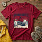 Freedom Drives T‑Shirt — Vintage Beach Jeep American Flag Graphic