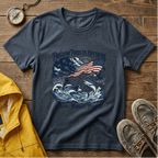 Freedom Finds Us Offshore T-Shirt — Patriotic Fishing Flag Tee