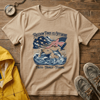 Freedom Finds Us Offshore T-Shirt — Patriotic Fishing Flag Tee