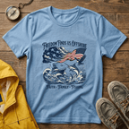 Freedom Finds Us Offshore T-Shirt — Patriotic Fishing Flag Tee