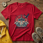 Patriotic Shield T-Shirt — "Freedom Runs Deep" American Eagle Tee