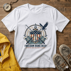 Patriotic Shield T-Shirt — "Freedom Runs Deep" American Eagle Tee
