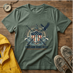 Patriotic Shield T-Shirt — "Freedom Runs Deep" American Eagle Tee
