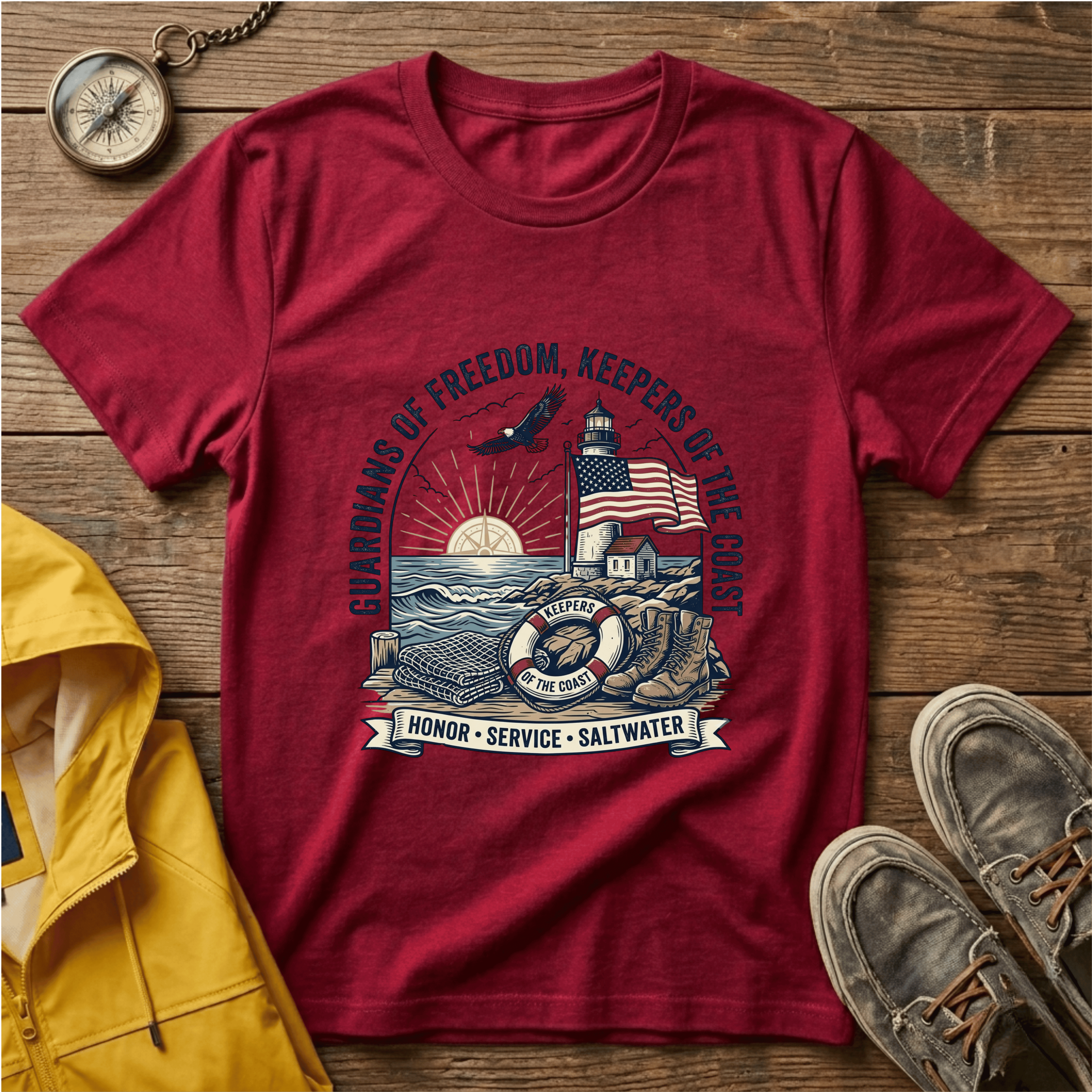 Coast Guard T-Shirt — "Guardians of Freedom, Keepers of the Coast" Vintage Lighthouse Tee
